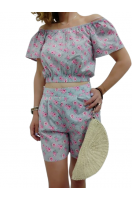 Γυναικείο σορτς HYPE ΓΚΡΙ  με ρομαντικό floral print