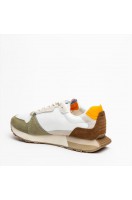 Ανδρικό Παπούτσι sneakers  Αθλητικό ύφος CRUZ MIX2 MEN Beverly Hills Polo Club λευκό με καφέ και πράσινες λεπτομέρειες  BHM513301