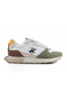 Ανδρικό Παπούτσι sneakers  Αθλητικό ύφος CRUZ MIX2 MEN Beverly Hills Polo Club λευκό με καφέ και πράσινες λεπτομέρειες  BHM513301