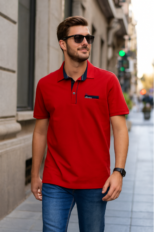 Ανδρική Polo Μπλούζα RED WAVE – Κόκκινο