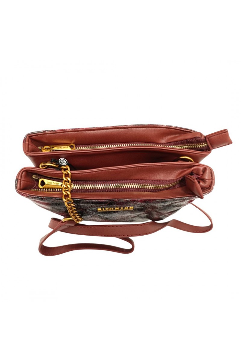 Γυναικεία Τσάντα Ώμου με Μεταλλικό Εφέ Συνδυασμός κόκκινου, μαύρου και μεταλλικού